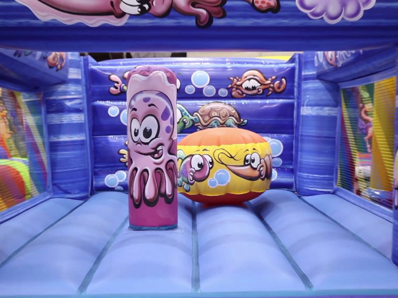 Home 9 Colourful undersea themed inflatable activity park structure with squid, turtle, crab and shrimp characters