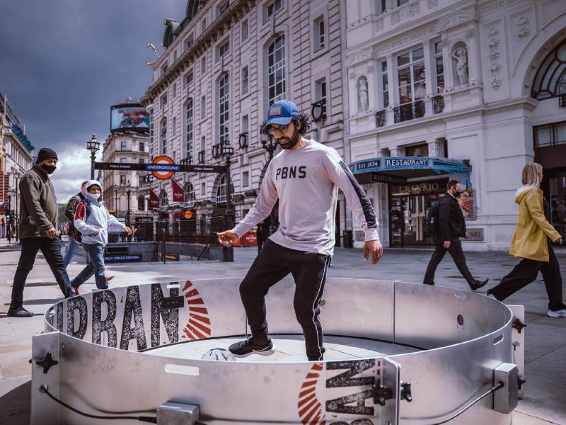 Icon Fast Feet 4 Male plays exergaming ICON Fast Feet football ring for interactive sports and leisure