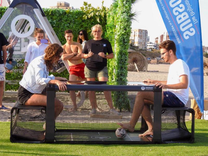 Subsoccer® 9 Outdoor competition at beach with Subsoccer® table football game