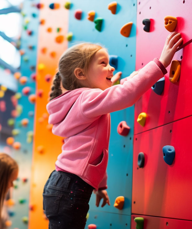 Climbing Walls 1 isl climbing arena young girl climbs colourful climbing wall