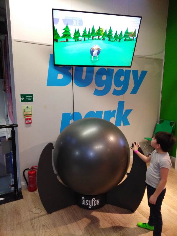 Home 1 Young boy exergaming with SisyFox aka FoxBall Physical Gaming platform. Interactive Sports and Leisure