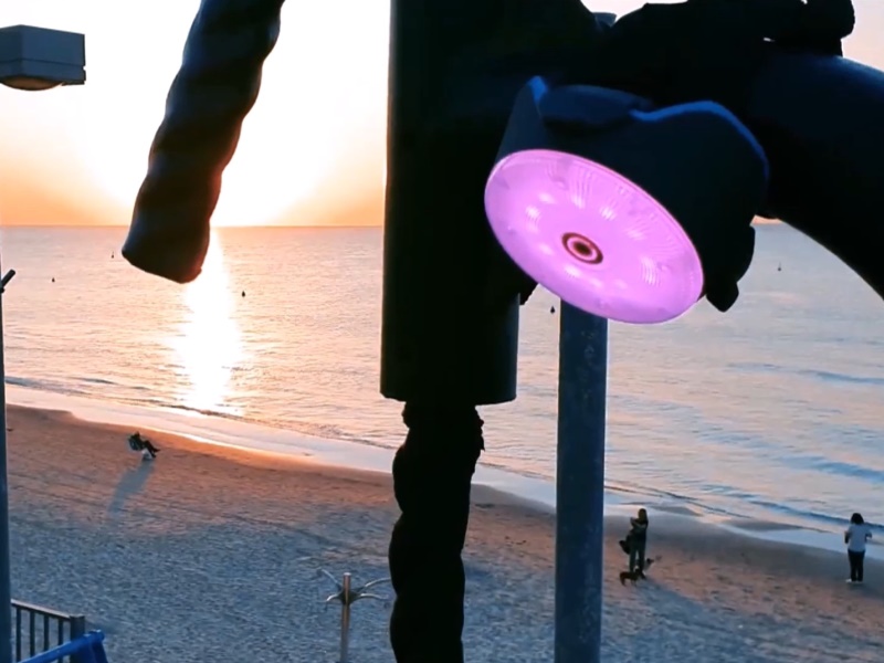 BlazePod 4 Interactive BlazePod Flash Reflex Training Device with purple glow.