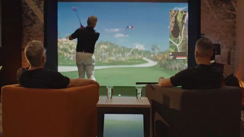golfin idra golf simulator launch monitor hire senior male playing golf